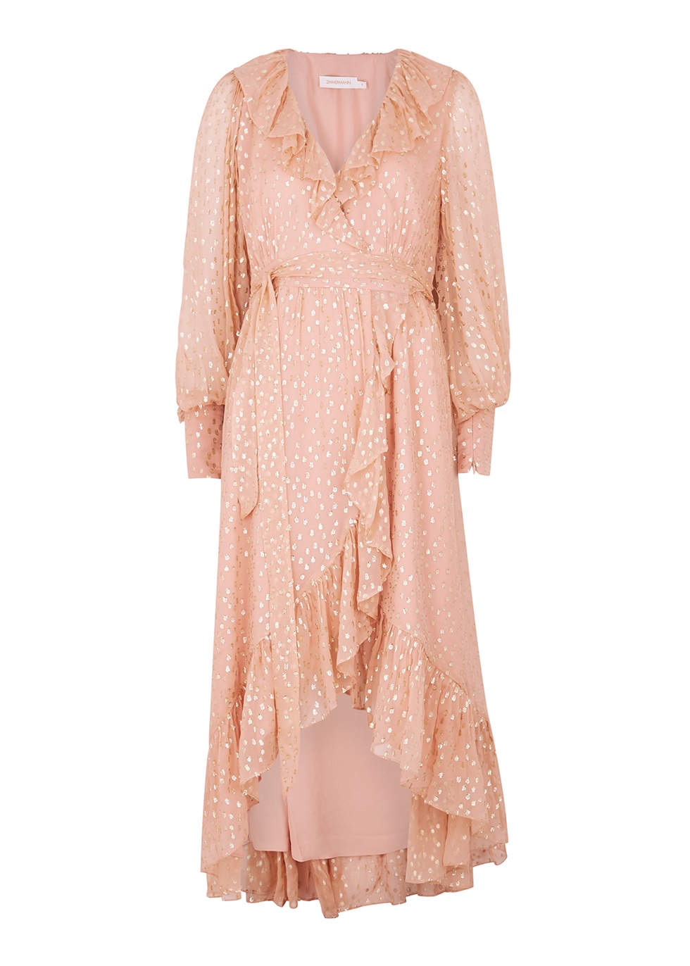 Zimmermann Pink fil-coupé chiffon wrap dress - Harvey Nichols